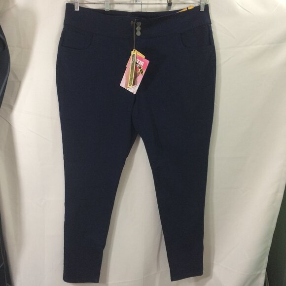 NEW Hybrid & Co Pants Super Stretch Bum Lifter Cotton Blend Navy Straight Leg 24 - Picture 1 of 4
